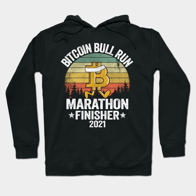 Bitcoin Bull Run Marathon Finisher 2021 BTC Gift Vintage Cryptocurrency Hoodie by Kuehni